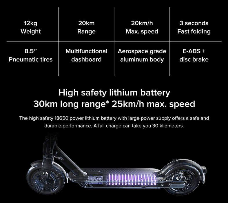 Xiaomi Mi Electric Scooter 1S Folding Electric Scooter APP Control 500W Brushless Motor 25km / h , Smart Display Dual Brake