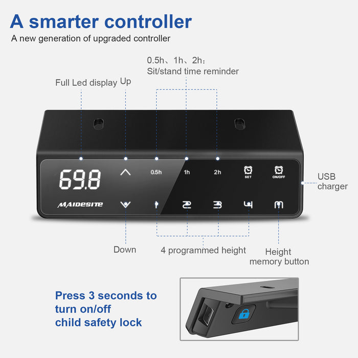 Maidentite-Dual Motor einstellbar Electric Lift Office Tisch Smart Control Tragbare Laptop Ergonomische Schreibtisch 20001
